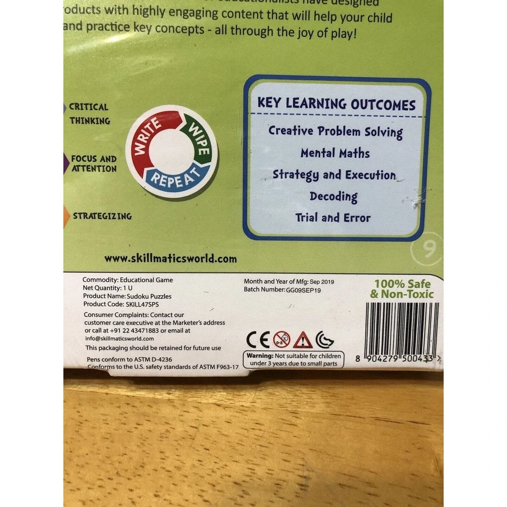 Skillmatics Sudoku Puzzles Write‎ and Wipe Re-use Erase Activity Mats Sealed